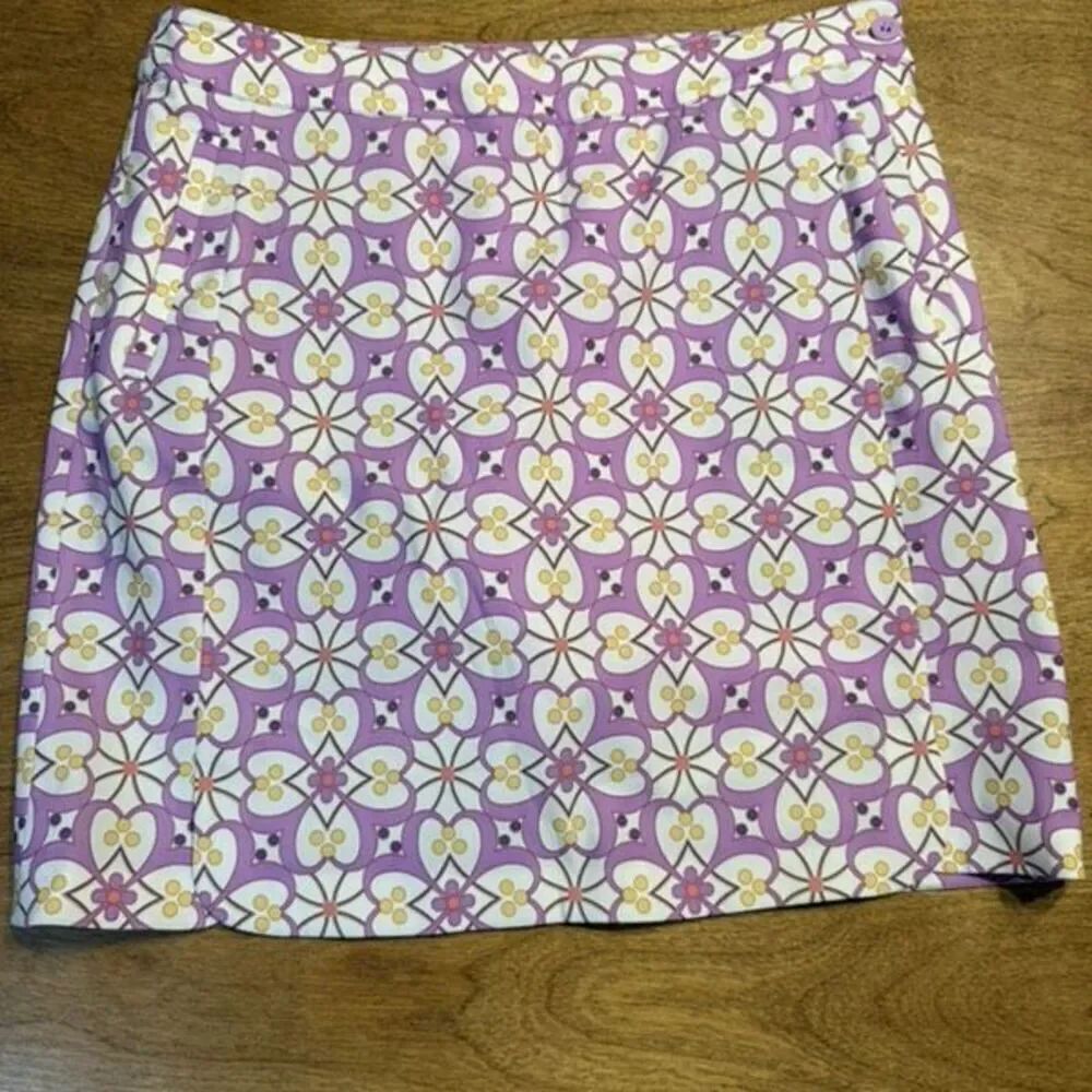 EP Pro Women's Floral Geometric Pencil Golf Mini Skort Purple White Size 4 NWOT